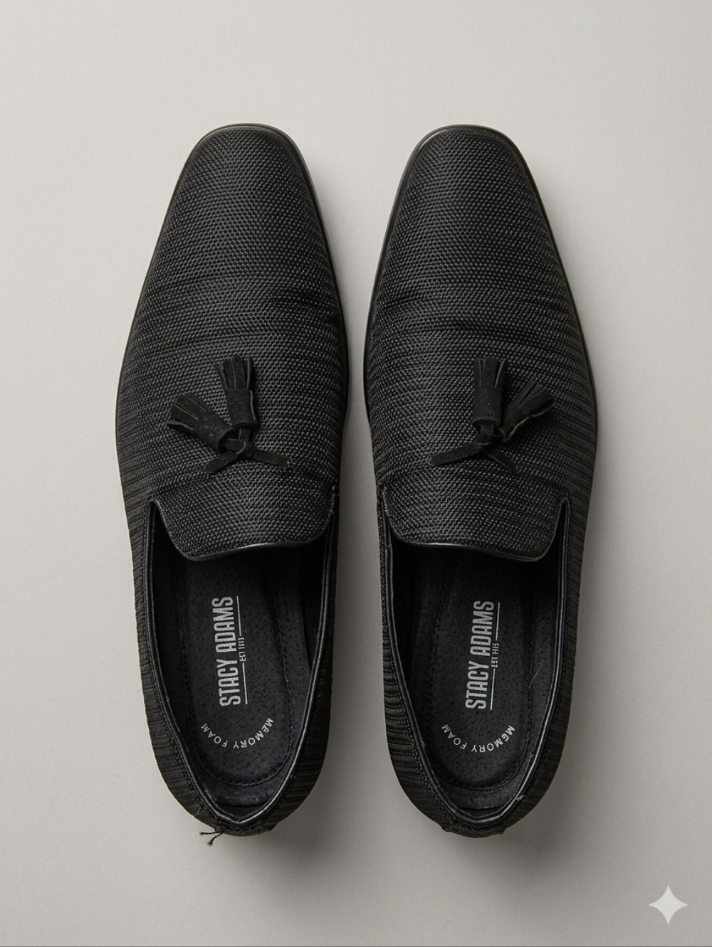 Stacy Adams Black Textured Tassel Loafers